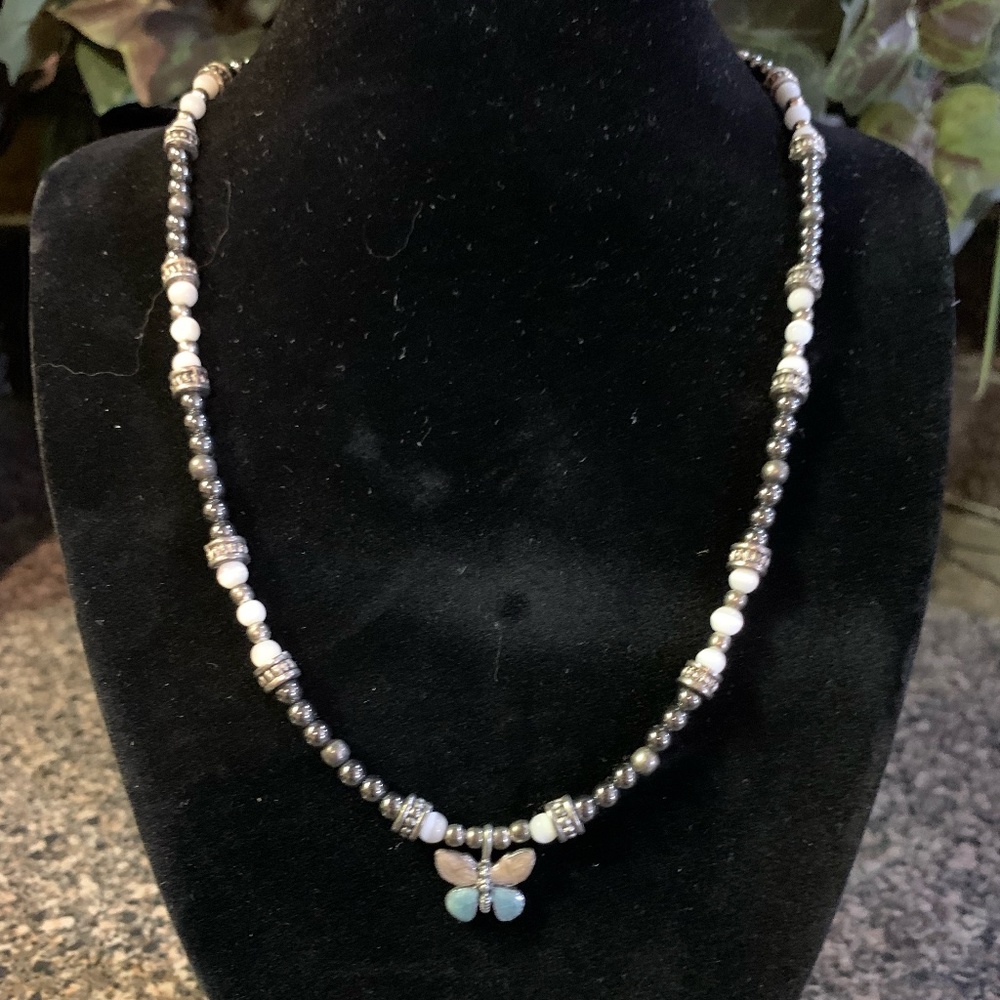 Handcrafted Necklace Pearls/Glass/Acrylic Beads